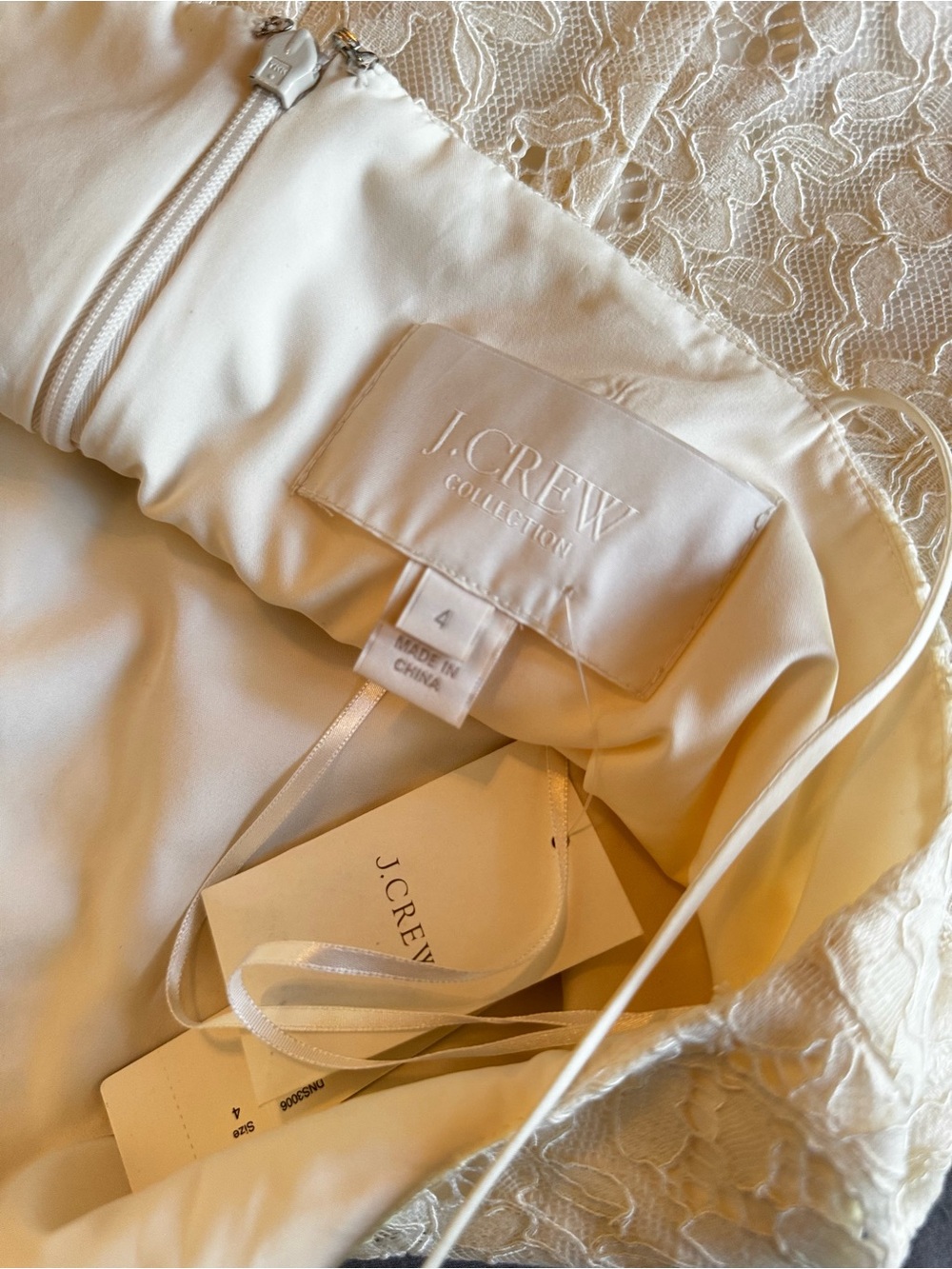 J. CREW Cream Lace Beaded Fringe Slip Dress - Wedding & Evening Dress - Picture 10 of 16